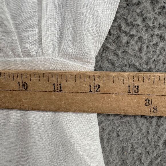 DISSH Linen Mini Dress size 2 Puff Sleeve square neck coastal - Picture 5 of 11